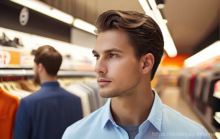 감정적 가격 민감도 측정법 - He is looking thoughtfully at the price tags, a subtle hint of internal calculation on his face, dem...