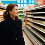 Home 13 감정 경제학적 소비자 행동 연구 - **A Dutch supermarket aisle, evoking nostalgia:** A woman in her late 30s, with a warm, contemplativ...