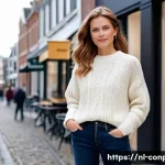 Home 17 감정적 가격 책정 전략 - **Prompt:** A stylish Dutch woman, in her late 20s, with light brown hair, dressed in a chic yet com...